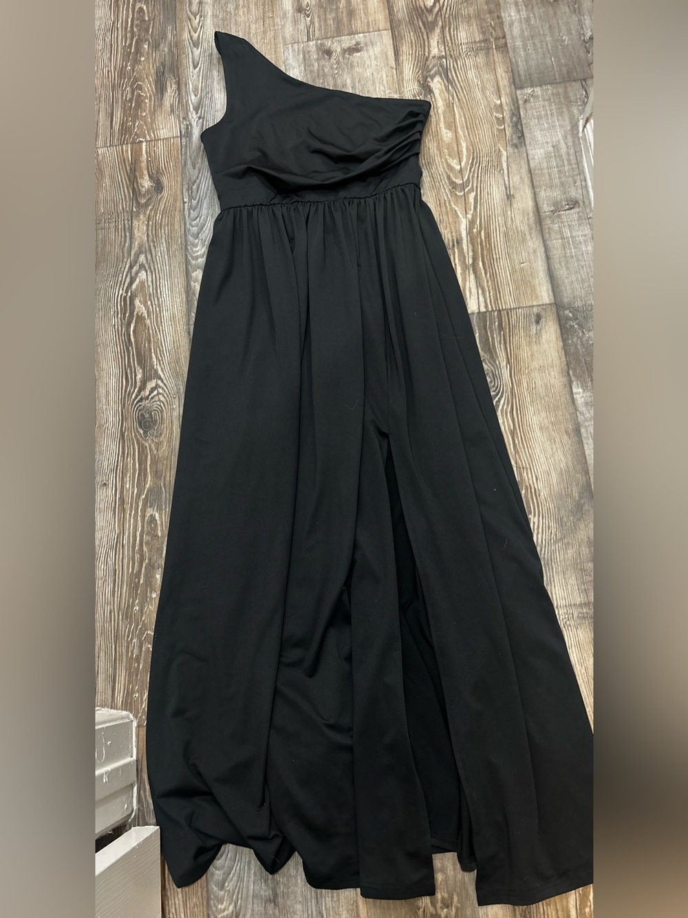 Black Women’s One Shoulder Full-Length Ball Gown Dress - Classic Elegant Style